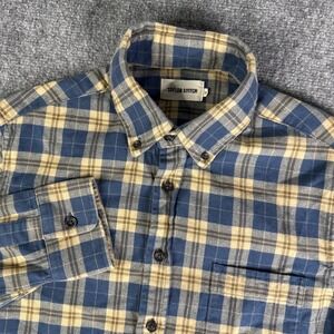 Taylor‎ Stitch The Jack Mens Flannel Long Sleeve Brushed Navy Plaid Shirt XS 36